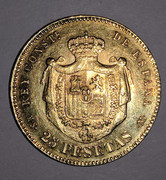25 pesetas 1881. Alfonso XII. Ayuda Image