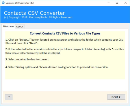 RecoveryTools Contacts CSV Converter 4.2