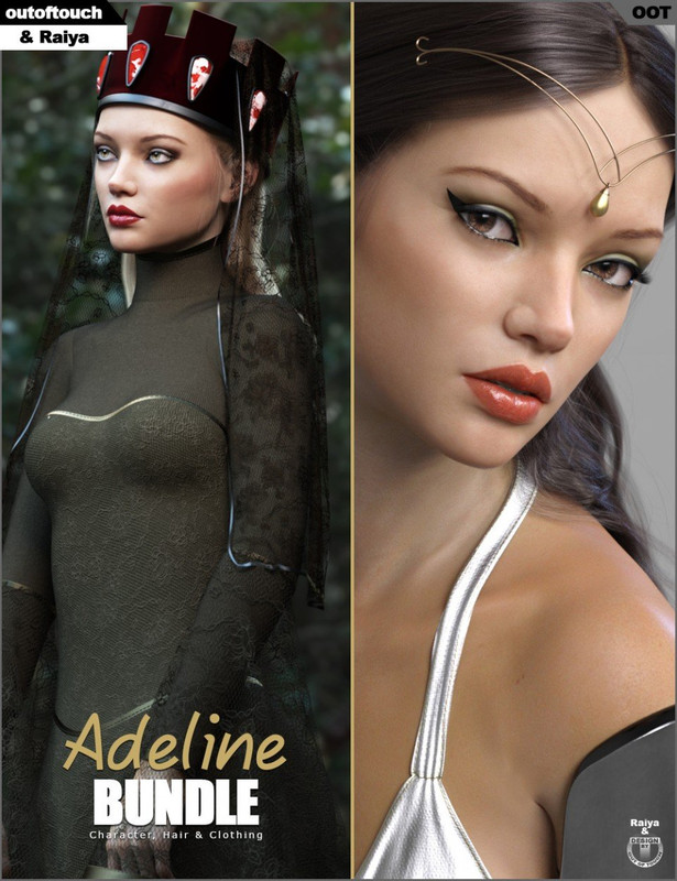 High Fantasy Adeline Clothing, Character and Hair Bundle