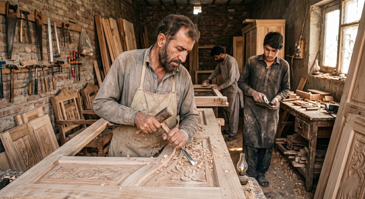 Local Carpenter Rashid Khan in his workshop