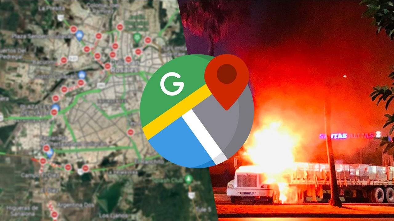 Así muestra Google Maps los bloqueos que sitian a Culiacán, Sinaloa