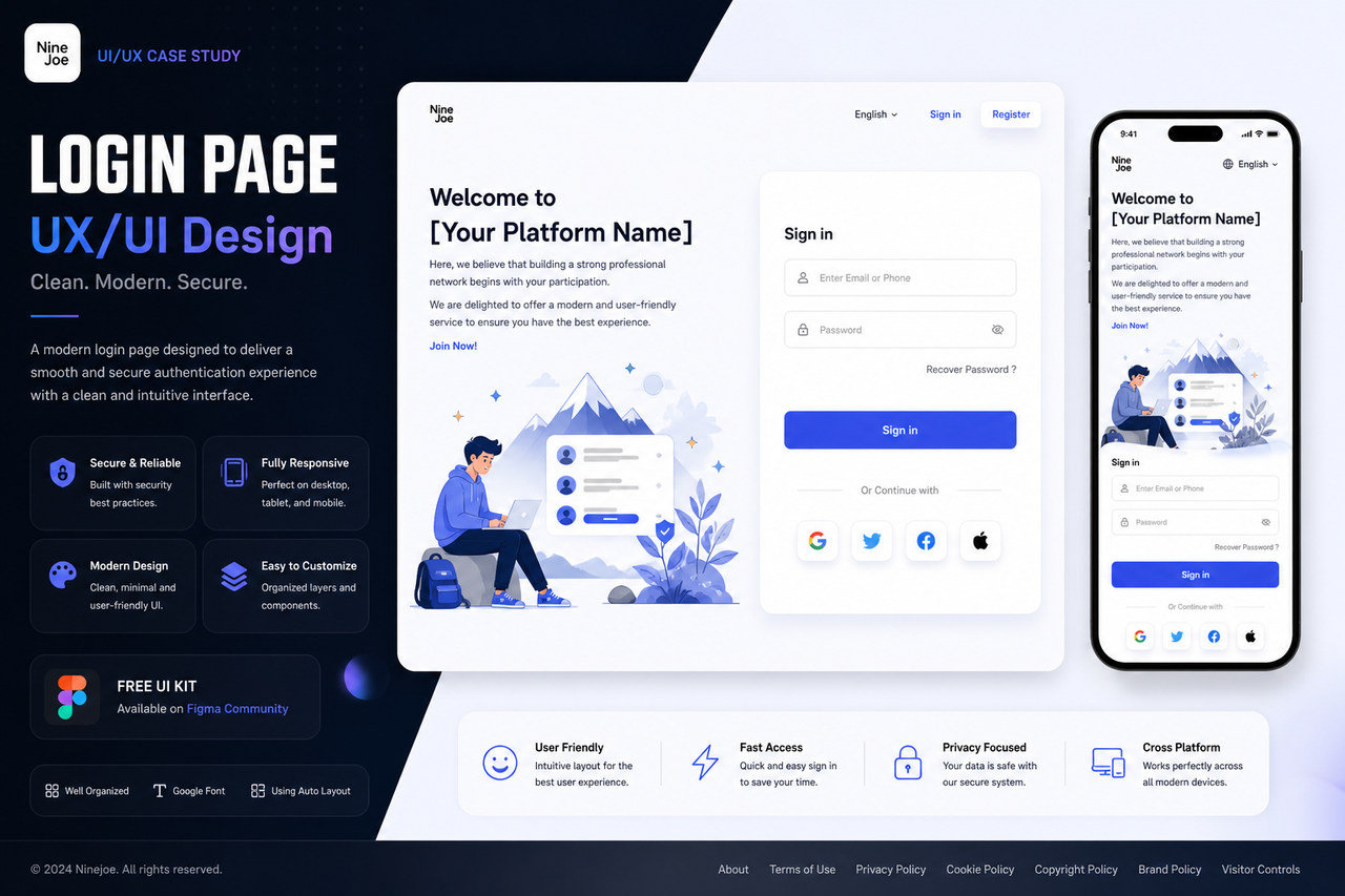 Login Page UX/UI Design – Clean, Modern & Secure Authentication Experience