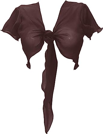 Women's Chiffon Choli Blouse Short Sleeve Tie Crop Top Shrug Belly Dance Gypsy - Bild 6 von 63
