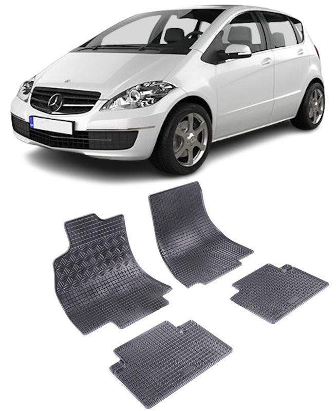 Set 4 covorase Mercedes A-Klasse 2004-2012, din cauciuc 100%, compatibile cu autoturismul MERCEDES A-Klasse