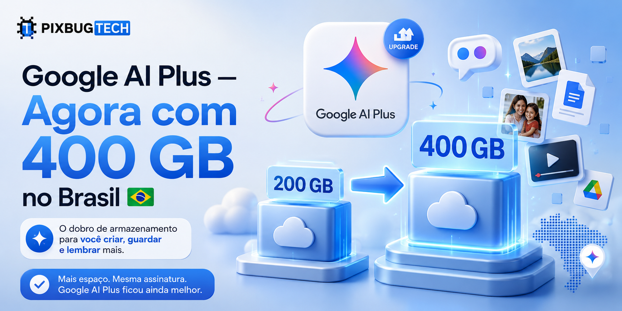 Google AI Plus Dobra Espaço no Brasil: Assinantes Ganham 400 GB sem Alteração de Preço