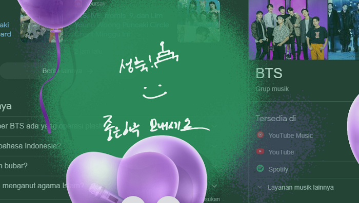 Google Ikut rayakan ulang tahun ARMY BTS yang ke-9