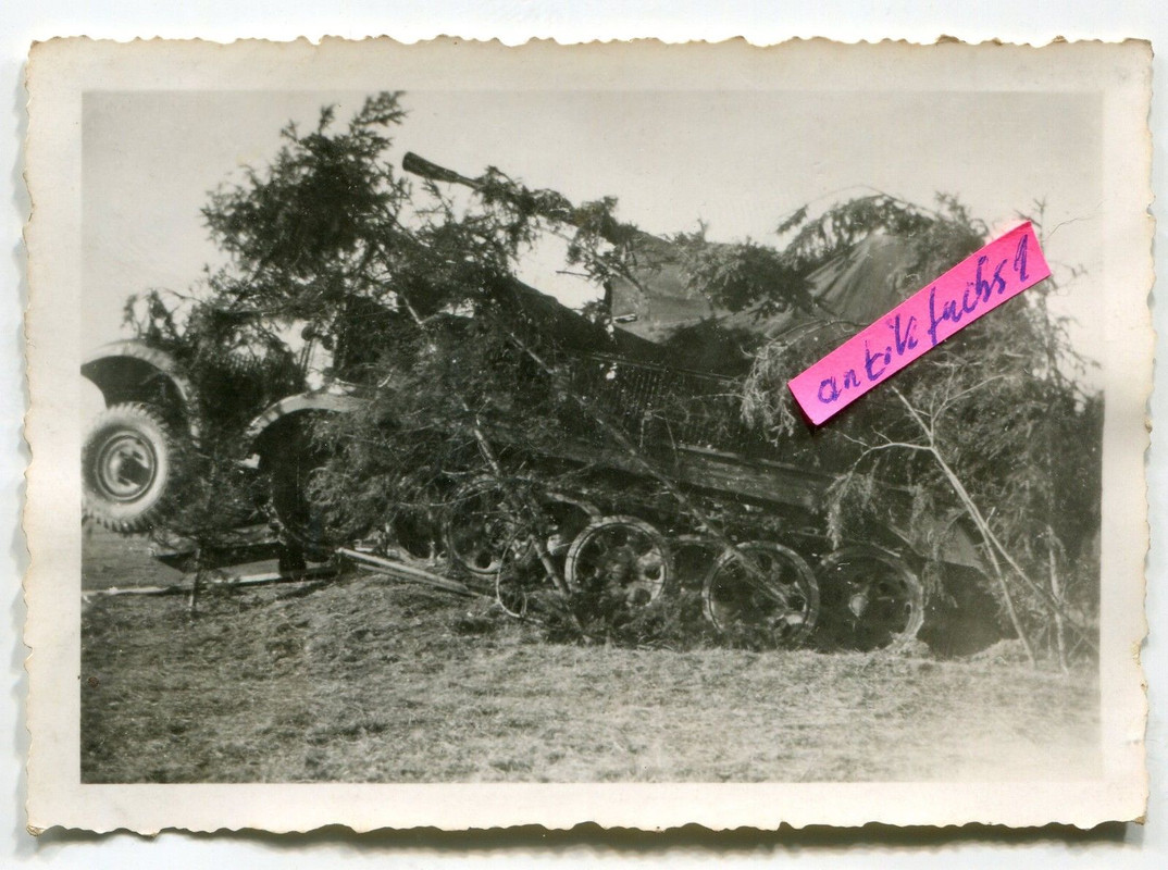 WH-Halbkette  Heeresflak mit Ästen getarnt im 2.