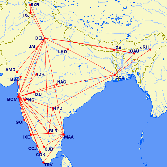 Jet Airways Route Map