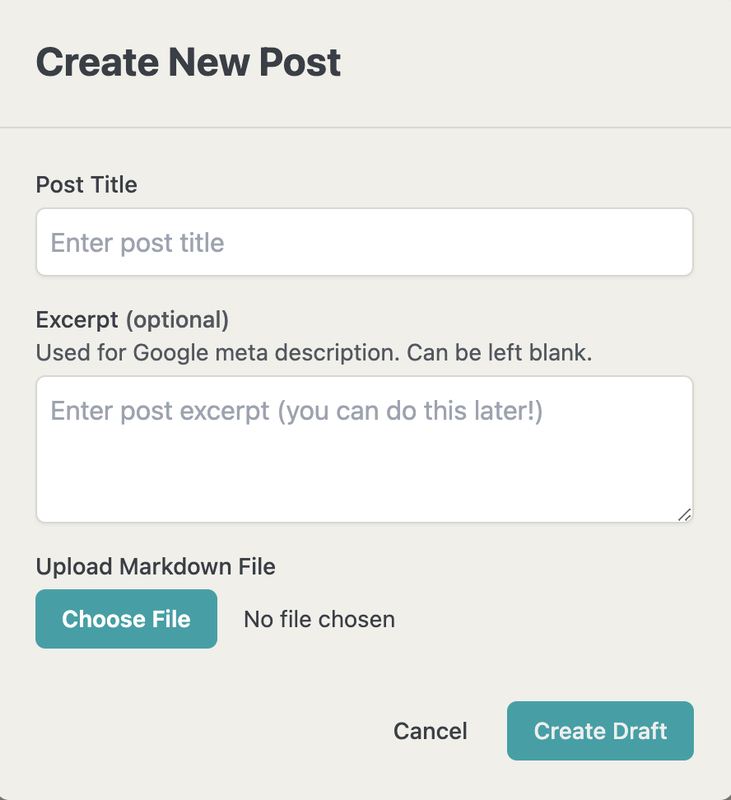 New post creation interface