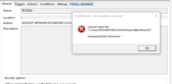 FFS ERROR message