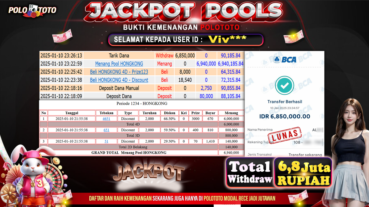 POLOTOTO JACKPOT TOGEL PASARAN HONGKONG Rp.6,850.000,-