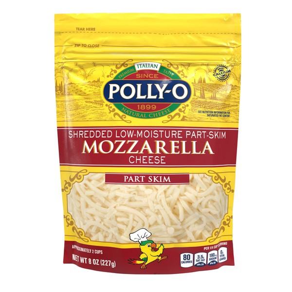 Polly O Part Skim Shredded Mozzarella Cheese 8 oz Bag 1