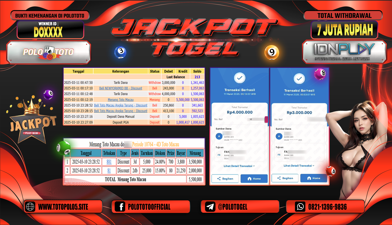 POLOTOTO JACKPOT TOGEL TOTO MACAU Rp.7.000.000,-
