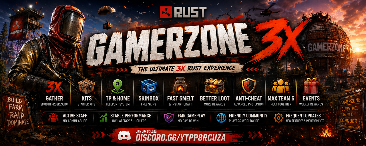Баннер сервера GamerZone 3x SOLO|QUAD [MAX 6|KITS|TP|SKINS]
