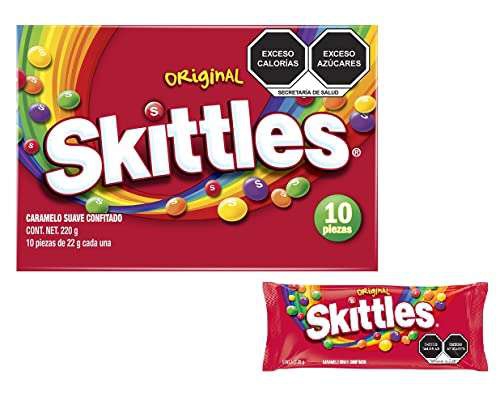 Amazon: Skittles dulces caramelo suave original 10 piezas de 22g - 220g -envío prime 
