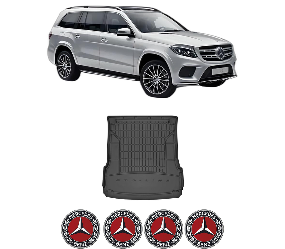 Tavita Portbagaj MERCEDES-BENZ GLS (X166) din 2015-2019, Protectie Portbagaj Auto, 4x Stickere auto cu MERCEDES-BENZ