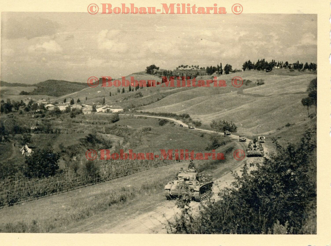 Italien Straße n. PISA Panzer Rgt. 26 Panzerkampfwagen IV Langrohr Schürzen