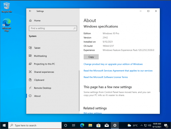 Windows 10 Pro Insider Preview 21H2 Build 19044.1237 x64 En-US Pre-Activated 2021