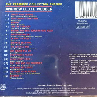 Andrew Lloyd Webber: Premiere Collection Encore : CD