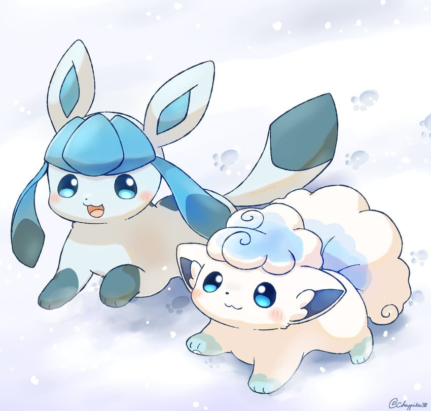 glaceon-and-alolan-vulpix-pokemon-drawn-