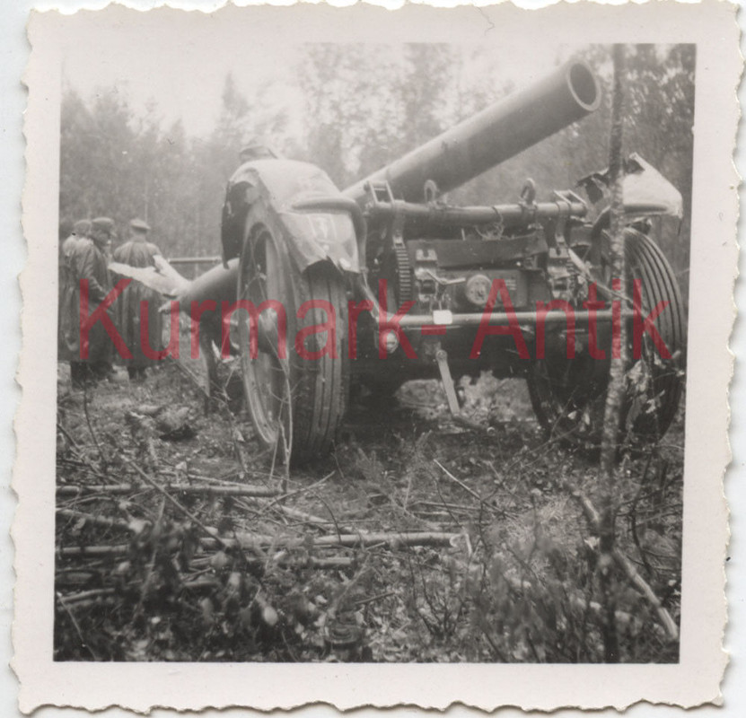 Foto Wehrmacht Artillerie Mörser Kanone Geschütz Lafette Anhänger 21cm