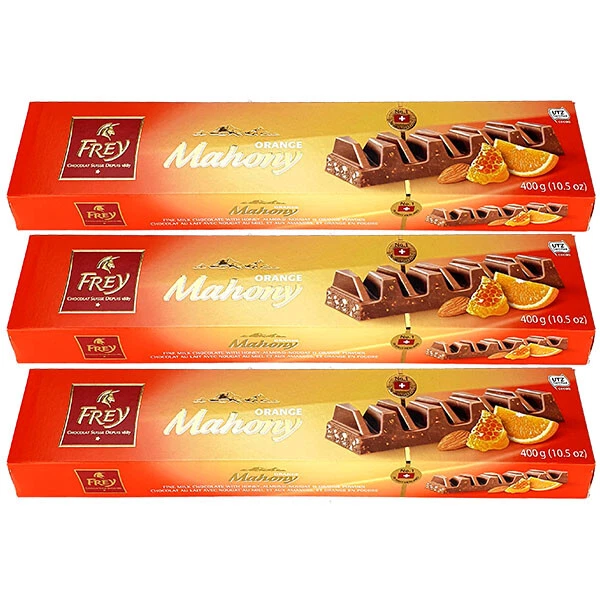 3 X Frey Orange Mahony Swiss Milk Chocolate