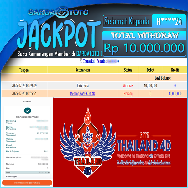 JACKPOT DI PERMAINAN TOGEL BANGKOK 4D WD Rp 10.000.000,DIBAYAR LUNAS GARDATOTO MANTAP !