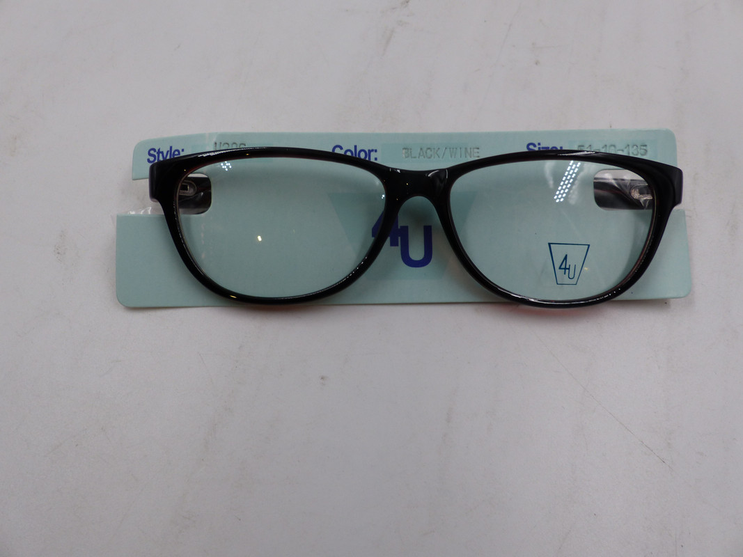 4U EYEWEAR U206 UNISEX EYEGLASSES IN COLOR BLACK/WINE IN THE SIZE 51-16-135