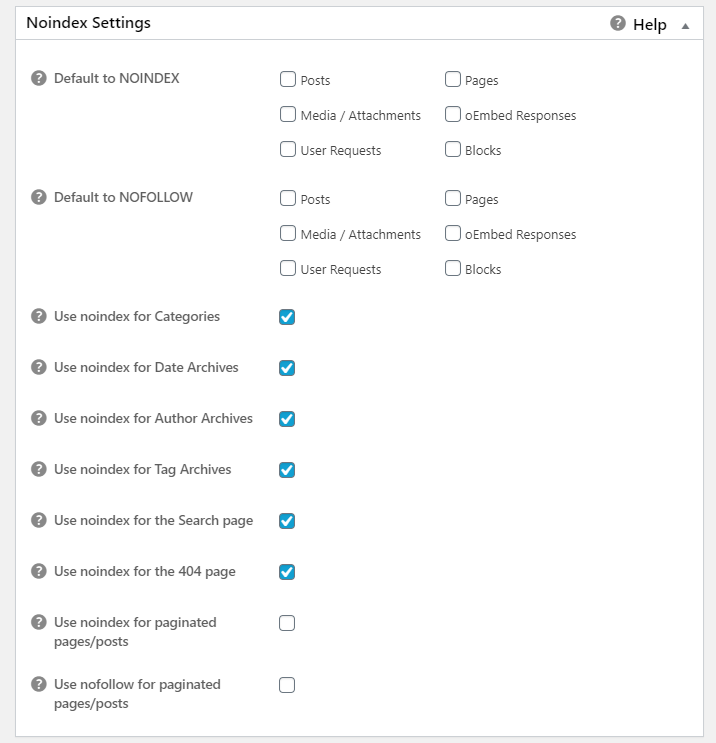 All In One SEO Pack Plugin NoIndex Setting