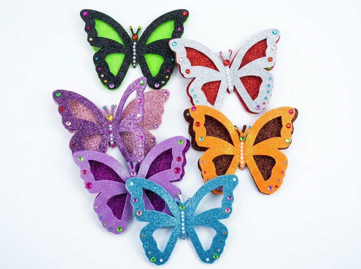 Set Adornos 3d mariposa escarchada para fiesas flores pines x6pz
