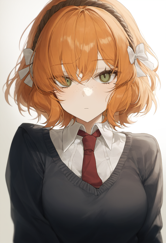 depth of field, 1girl, ishmael (limbus company), short hair, orange hair, {{gree s-4183730220