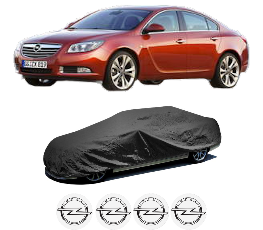 Husa tip prelata auto pentru OPEL INSIGNIA A Saloon (G09) din 2008-2017, Culoare Negru, material textil impermeabil, rezistanta la intemperii praf UV, CARPASSION Husa Protectie, 4 Stickere auto cu OPEL