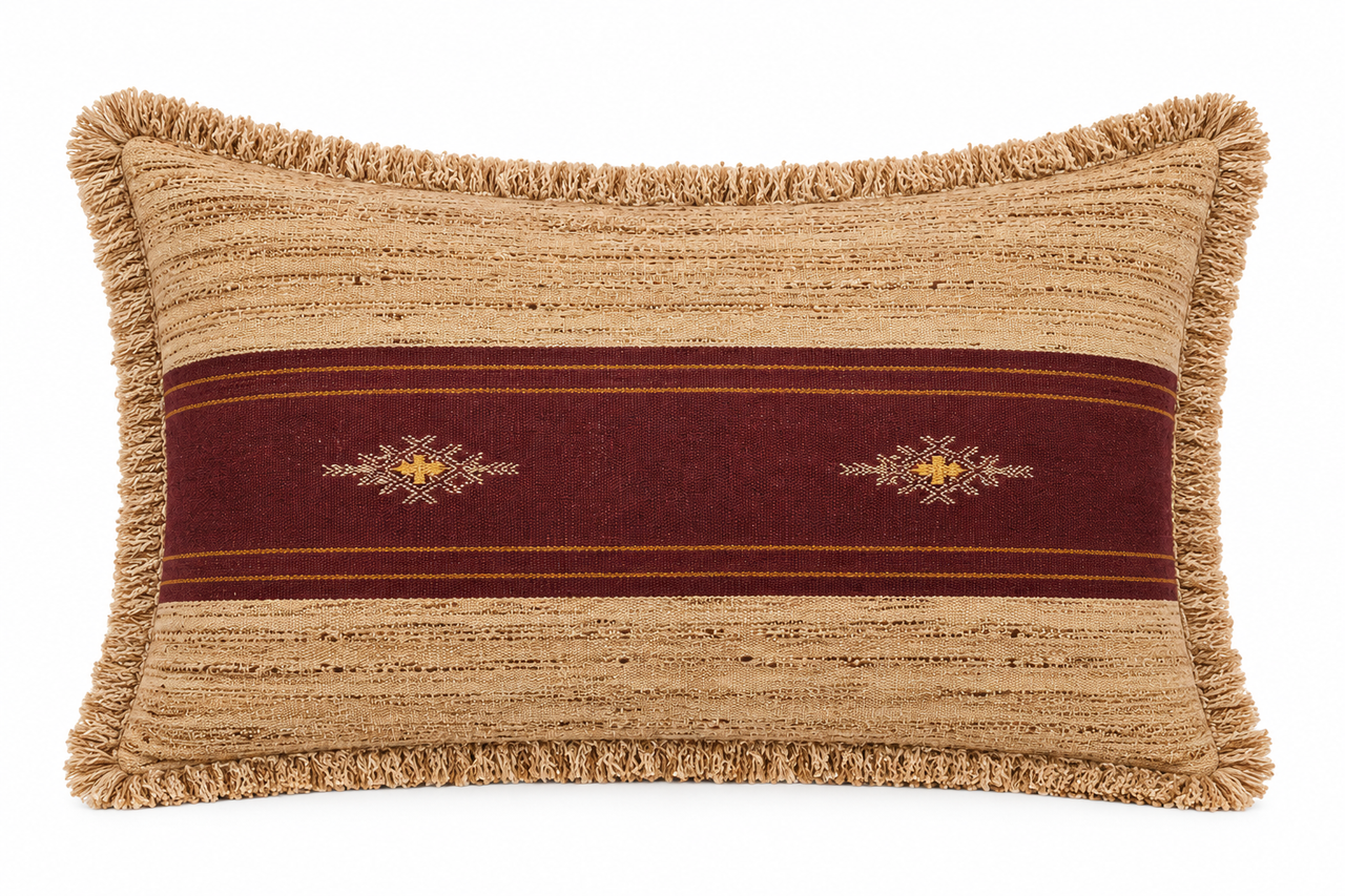 Burgundy Fringe Pillow