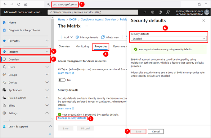 MFA in Microsoft 365 Admin Center