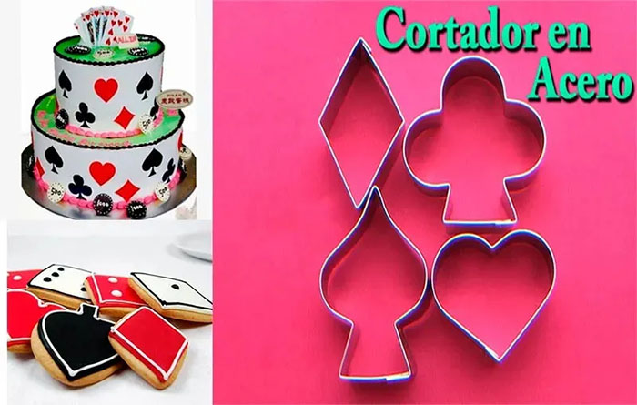 Molde Cartas Poker Acero inoxidable utensilio para repostería x4pz