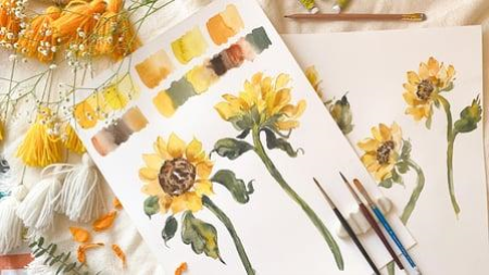 Expressive Sunflowers Loose Watercolor Style | Beginner Friendly Expressive Sunflowers Loose Watercolor Style | Beginner Friendly