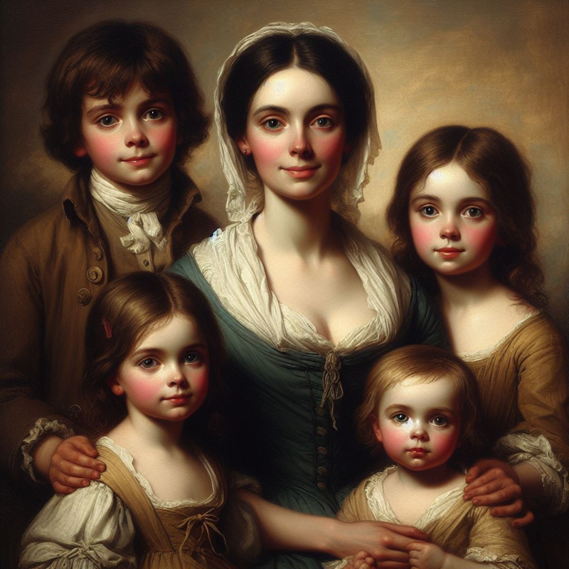 Oil Painting of the Beadle Family Annihilation Victims Connecticut 1782