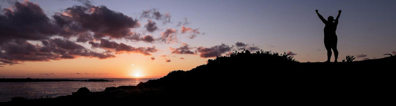 Silhouette of victorious man