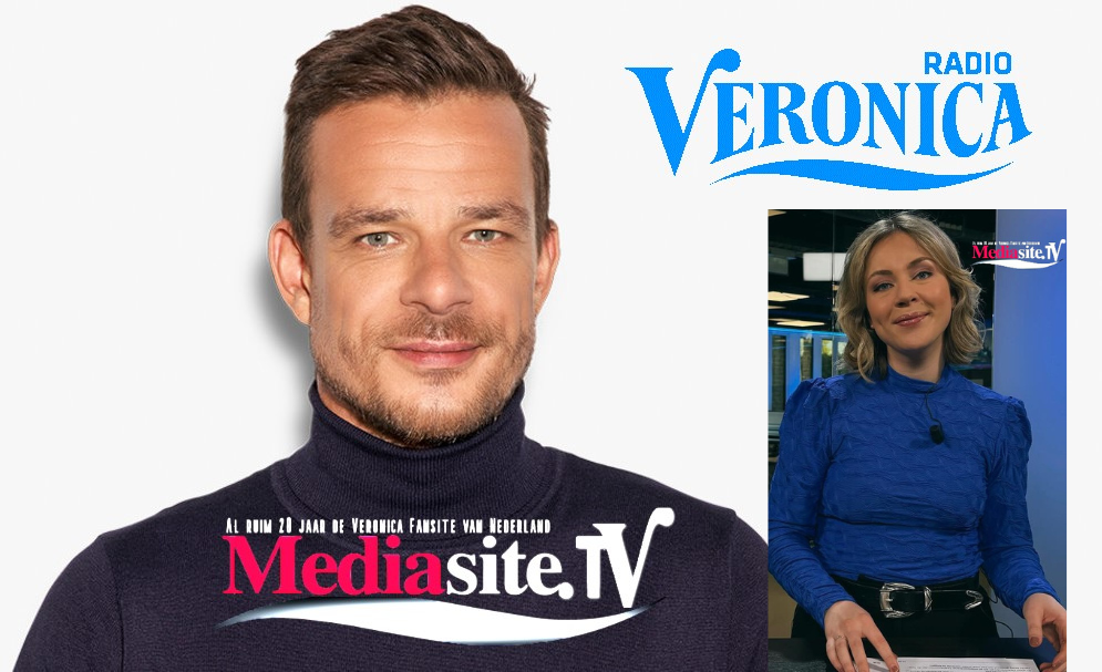 Niek van der Bruggen en nieuwslezeres Marijke Ketel Radio Veronica
