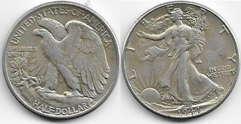 USA, Walking liberty Half Dollar, 1944 Half-dollar-1944-12-65gr