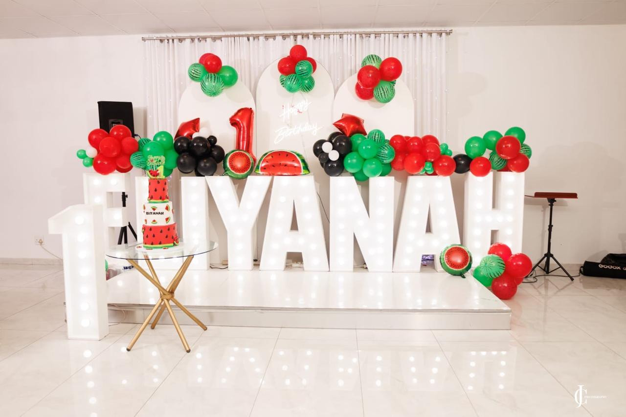 Marquee letters spelling LOVE at a Durban wedding