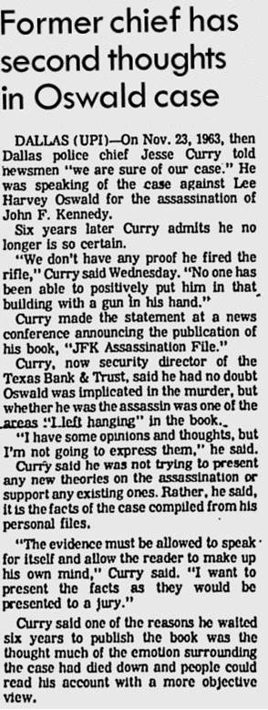 oswald - Police Say Warren Inquiry Bars Oswald Data Release Currydoubts