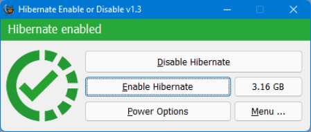 Hibernate Enable or Disable 1.3 Hibernate Enable or Disable 1.3