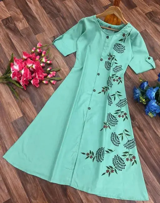 Fashionable Cotton Slub Dijital Print Anarkali Kurti For Women Color 10 (R108)