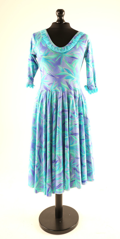 Turquoise Leaf Print Dress - Dance Size 3