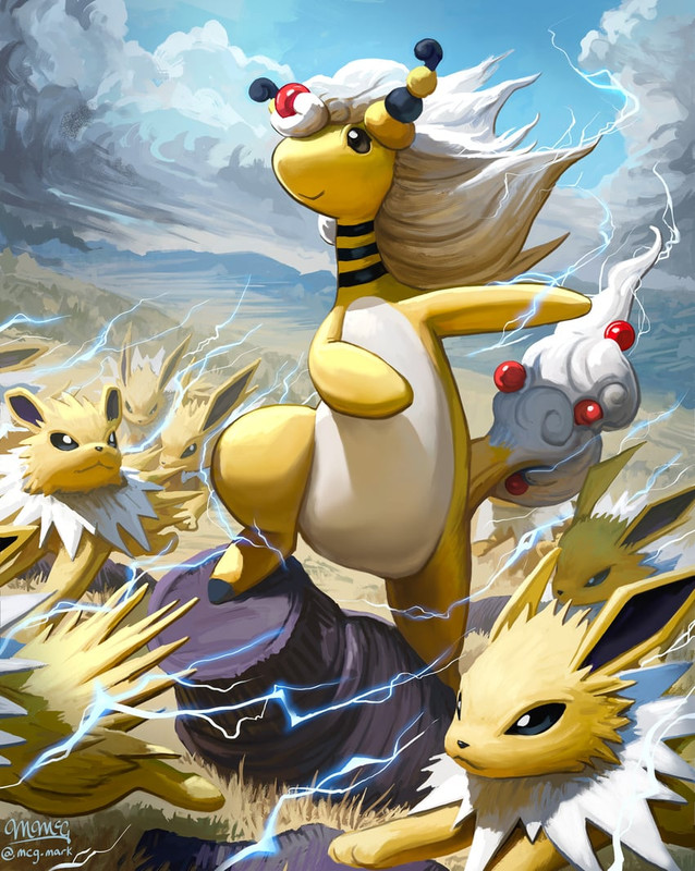 jolteon-ampharos-and-mega-ampharos-pokem