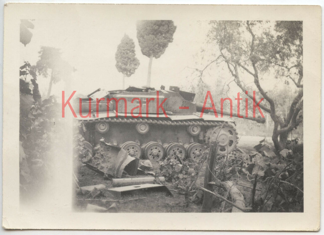 Foto Wehrmacht Panzer Stug Sturmgeschütz Italien 1944 Volltreffer auf Mine