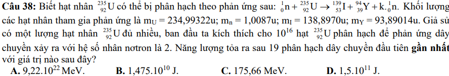 Câu 38 đề thi thử TN THPT môn vật lý sở GD và ĐT Bắc Giang lần 2 năm 2023