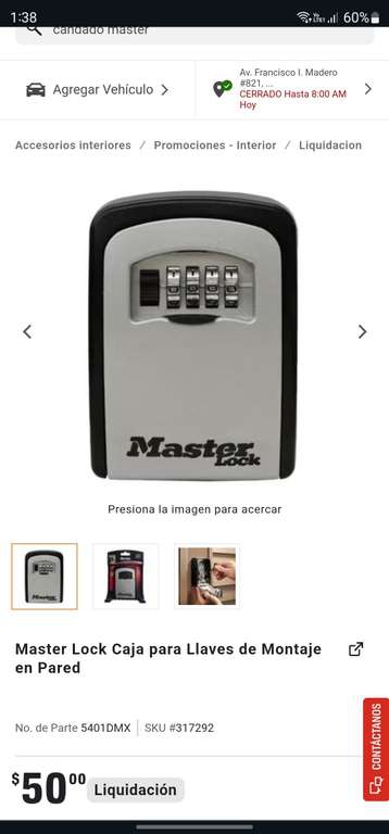 AutoZone: Caja para llaves Master Lock