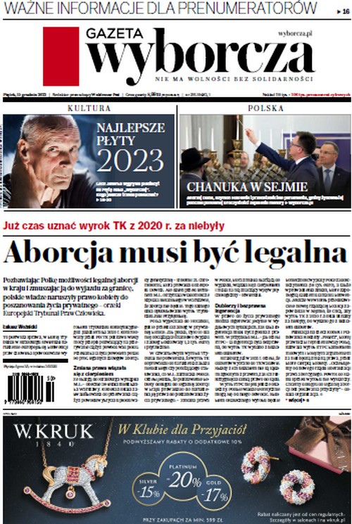 Gazeta Wyborcza 15.12.2023